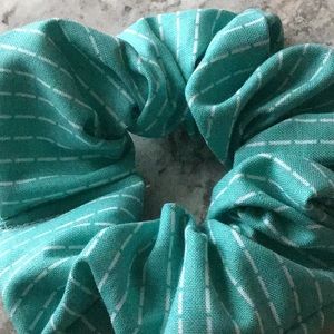 striped blue green white scrunchie Vacation hair